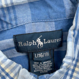 Age 14 Ralph Lauren Checked Short Sleeve Shirt - Large Blue Cotton