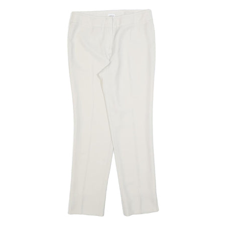 ARMANI COLLEZIONI Womens White Slim Straight Trousers Zip W30 L30 Tailored