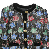 HARDOB Womens Black Floral Pattern Button Jacket Synthetic UK 10 Stylish Fit