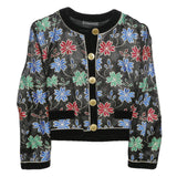 HARDOB Womens Black Floral Pattern Button Jacket Synthetic UK 10 Stylish Fit