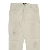DICKIES Mens Cotton Blend Beige Slim Straight Trousers W36 L32 Workwear