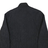BARBOUR Mens Black Quilted Jacket L Polyester Blend Button Closure Diamond