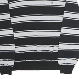 TOMMY HILFIGER Mens Black & Grey Striped Plain Crew Neck Basic Knit Jumper XL