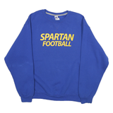 RUSSELL ATHLETIC Mens Blue Spartan Football Crew Neck L Pullover Sweatshirt