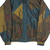 LAVON Womens Blue & Beige Patterned Zip Jacket M Polyester Stylish Outerwear