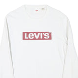LEVI'S Mens White Crew Neck S Logo Sweatshirt Cotton Blend Casual