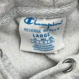 Reverse Weave Champion Hoodie - Large Gray Cotton Blend