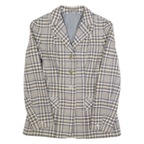 ALTESSA Womens Blue & Beige Check Wool Blend Tailored Jacket XS Button Closure