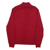POLO RALPH LAUREN Mens Red Heavy Knit Quarter Zip Regular Fit Jumper XL Cotton