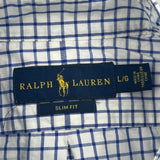 Checked Ralph Lauren Slim Fit Shirt - Large Blue Cotton