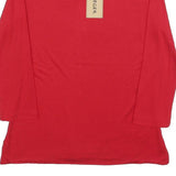 JAEGER Womens Red Basic Top Long Sleeve Round Neck Plain S Stretch Comfortable