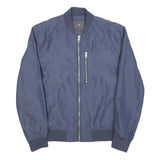 H&M Mens Blue Bomber Jacket S Polyester Plain Zip Casual Lightweight