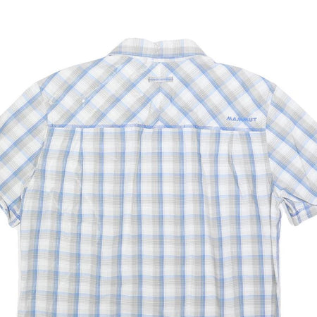 MAMMUT Mens Blue & Cream Check Shirt L Lightweight Cotton Casual Summer