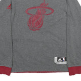 ADIDAS Mens Grey & Red Miami Heat V-Neck Sweatshirt S NBA Basketball