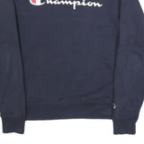 CHAMPION Mens Navy Blue Cotton Blend Crew Neck Sweatshirt S Classic Logo