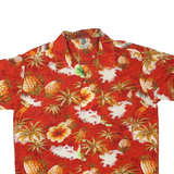 KENNINGTON Mens Red Hawaiian Shirt L Cotton Blend Summer Beach Holiday Casual