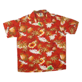 KENNINGTON Mens Red Hawaiian Shirt L Cotton Blend Summer Beach Holiday Casual