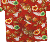 KENNINGTON Mens Red Hawaiian Shirt L Cotton Blend Summer Beach Holiday Casual
