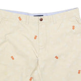 TOMMY HILFIGER Mens Beige Pineapple Embroidered Casual Shorts L W36 Summer