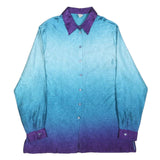 Womens Blue & Purple Ombre Long Sleeve Shirt L Button Down Collar Relaxed Fit