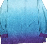 Womens Blue & Purple Ombre Long Sleeve Shirt L Button Down Collar Relaxed Fit