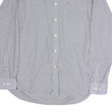 TOMMY HILFIGER Mens Blue & White Stripe Shirt L Classic Button Down Long Sleeve