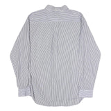 TOMMY HILFIGER Mens Blue & White Stripe Shirt L Classic Button Down Long Sleeve