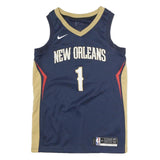 NIKE Mens Blue & Beige New Orleans Basketball Jersey S Sleeveless V-Neck