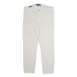 TOMMY HILFIGER Womens Cotton Blend Slim White Trousers W35 L28 Stylish Comfort