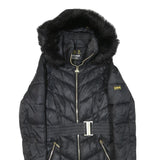 BARBOUR INTERNATIONAL Womens Black Quilted Jacket UK 10 Polyester Blend Zip Faux