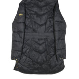 BARBOUR INTERNATIONAL Womens Black Quilted Jacket UK 10 Polyester Blend Zip Faux