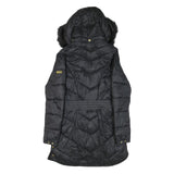 BARBOUR INTERNATIONAL Womens Black Quilted Jacket UK 10 Polyester Blend Zip Faux