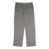DICKIES Mens Polyester Blend Grey Classic Straight Trousers W36 L32 Workwear Zip