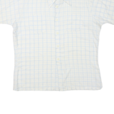 GINO FABRINI Mens White & Blue Checked Shirt Cotton Blend XL Casual Short Sleeve