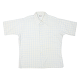 GINO FABRINI Mens White & Blue Checked Shirt Cotton Blend XL Casual Short Sleeve
