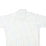 GINO FABRINI Mens White & Blue Checked Shirt Cotton Blend XL Casual Short Sleeve