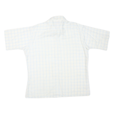 GINO FABRINI Mens White & Blue Checked Shirt Cotton Blend XL Casual Short Sleeve