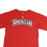 MAJESTIC Mens Red American Graphic T-Shirt L Short Sleeve Crew Neck Sporty
