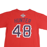 MAJESTIC Mens Red American Graphic T-Shirt L Short Sleeve Crew Neck Sporty