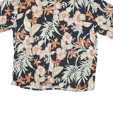 CROFT & BARROW Mens Black & Orange Hawaiian Shirt XL Summer Rayon Floral