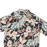CROFT & BARROW Mens Black & Orange Hawaiian Shirt XL Summer Rayon Floral