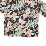 CROFT & BARROW Mens Black & Orange Hawaiian Shirt XL Summer Rayon Floral