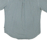 NAUTICA Mens Blue & Cream Check Shirt L Button Down Short Sleeve Cotton Blend