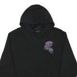 ALAB Mens Black Graphic Print Pullover Hoodie L Cotton Blend Casual