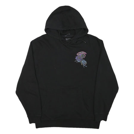 ALAB Mens Black Graphic Print Pullover Hoodie L Cotton Blend Casual