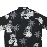 PURITAN Mens Black Plain Hawaiian Shirt M Cotton Blend Short Sleeve Casual