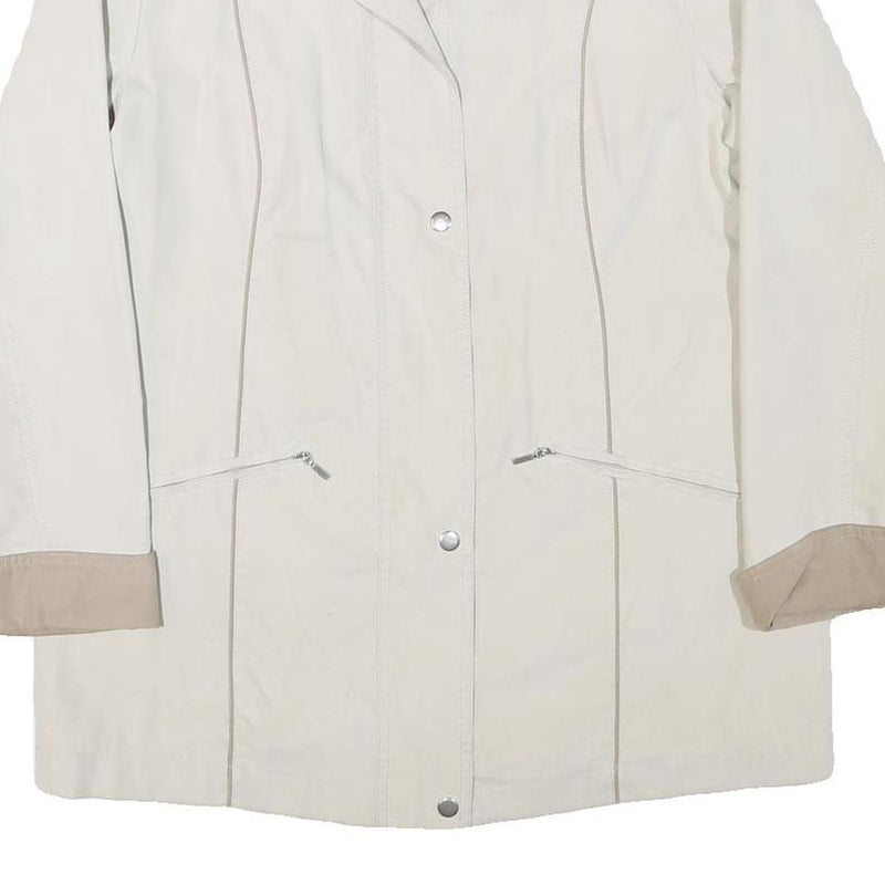 Womens Beige & Cream Zip Jacket M Polyester Blend Plain Long Sleeve Casual