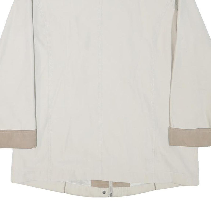 Womens Beige & Cream Zip Jacket M Polyester Blend Plain Long Sleeve Casual