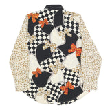 MANIO FUCCI CELIO Womens Black Cream Bow Print Shirt Long Sleeve Collared L