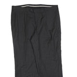 Mens Wool Grey Regular Straight Trousers W40 L30 Formal Workwear Zip Closure